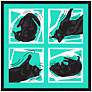 Kinetic Cat Teal 21" Square Black Giclee Wall Art