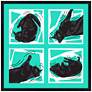 Kinetic Cat Teal 26" Square Black Giclee Wall Art