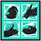 Kinetic Cat Teal 26" Square Black Giclee Wall Art