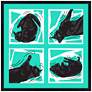 Kinetic Cat Teal 31" Square Black Giclee Wall Art
