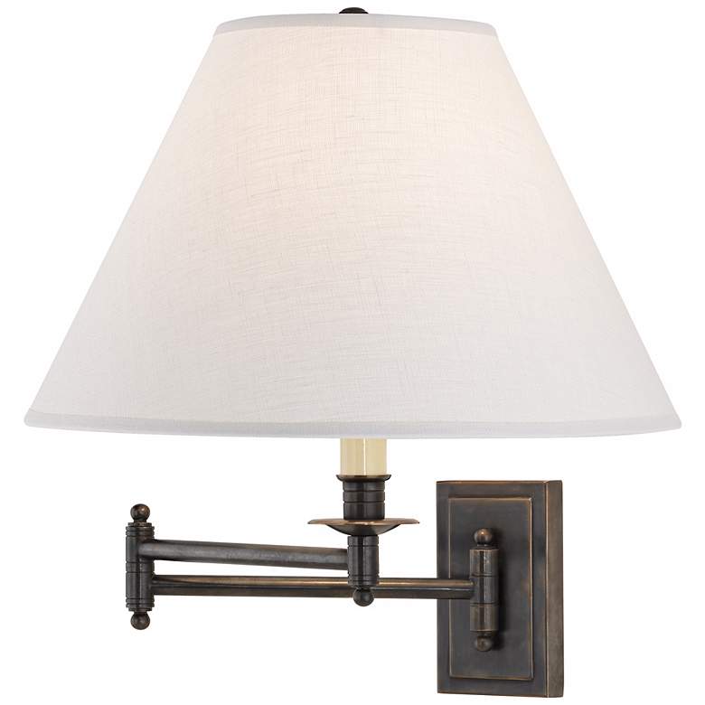 Image 3 Kinetic Collection Oyster Linen Plug-In Swing Arm Wall Lamp