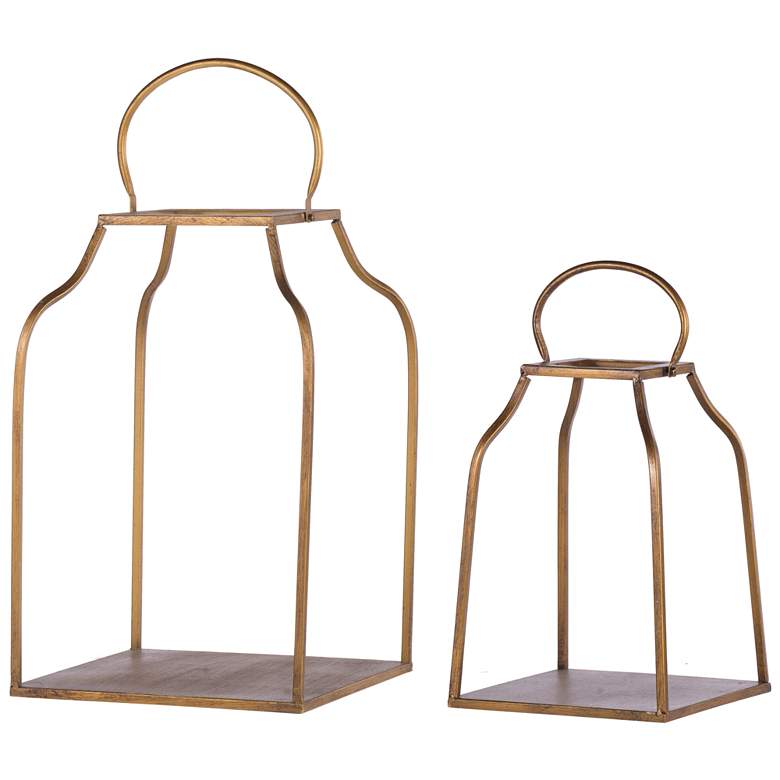 Image 1 King Cottage Antique Gold Lanterns - Set of 2