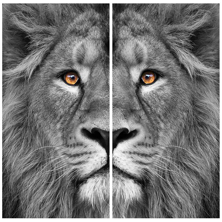 Image 3 King of the Jungle AB 72" High 2-Piece Glass Wall Art Set