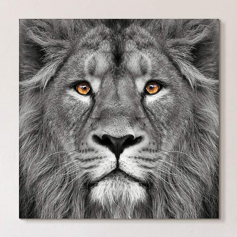 Image 2 King of the Jungle Lion 38" Square Glass Graphic Wall Art