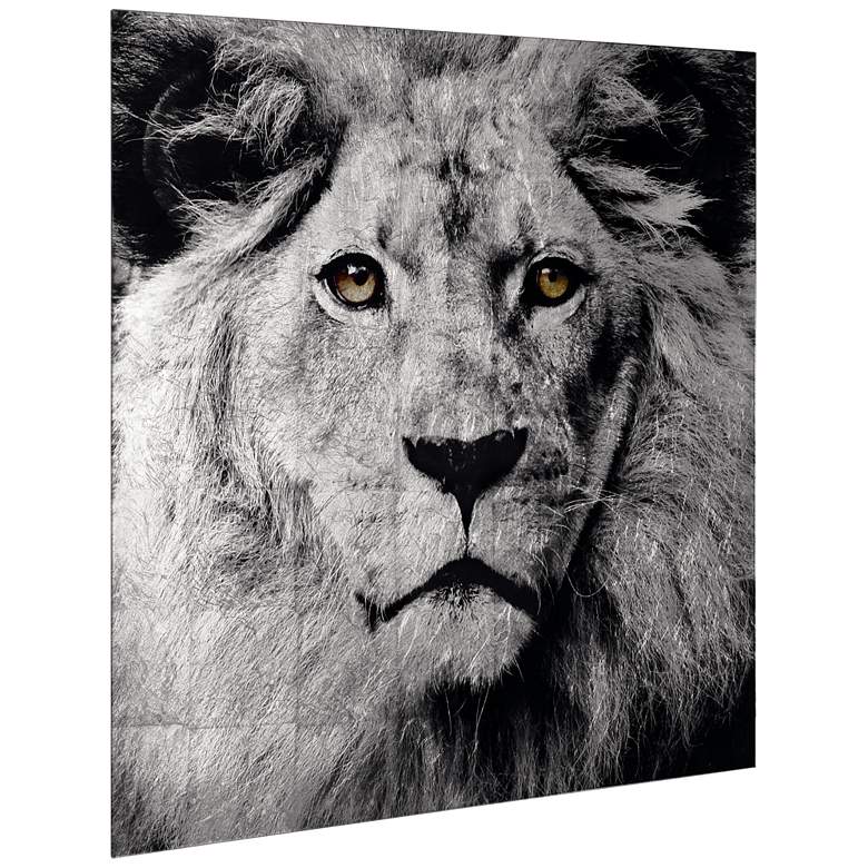 Image 4 King of the Jungle Reverse Printed Tempered Glass with Silver Leaf Wall Art more views