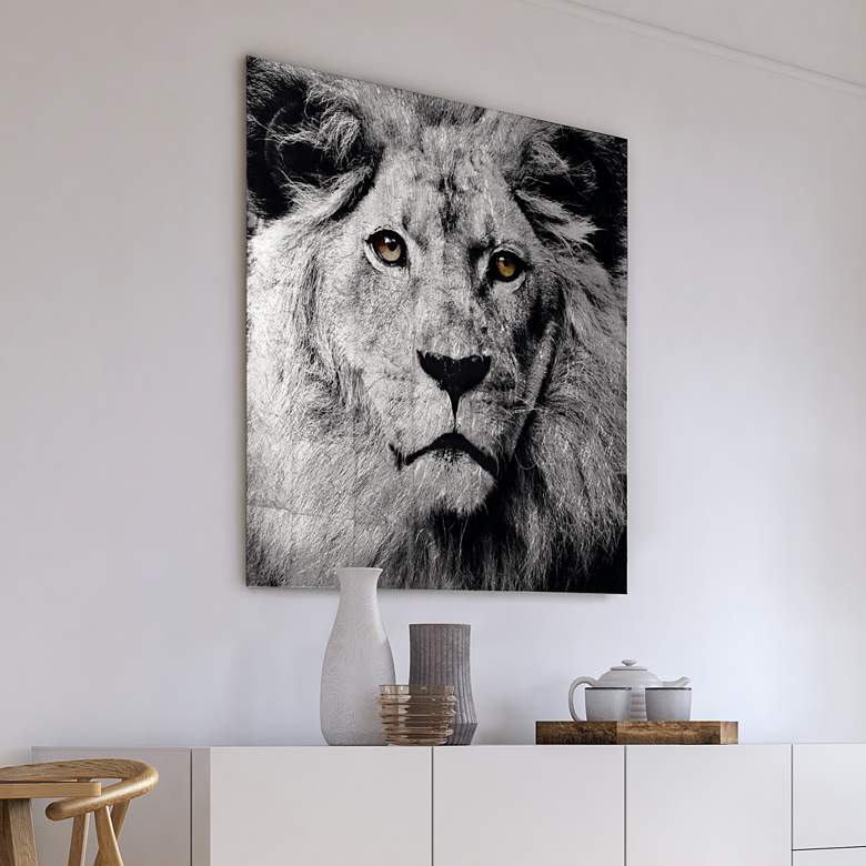 Image 5 King of the Jungle Reverse Printed Tempered Glass with Silver Leaf Wall Art more views