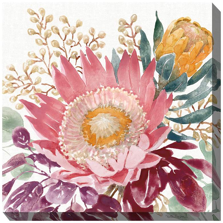 Image 1 King Protea 24 inch Square All-Weather Outdoor Canvas Wall Art