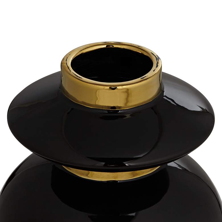 Image 4 Kingfisher 13" High Shiny Black Ceramic Vase more views