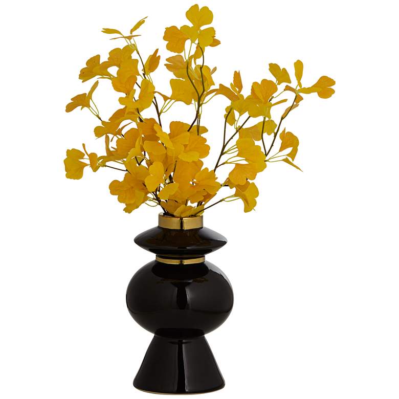 Image 7 Kingfisher 13" High Shiny Black Ceramic Vase more views