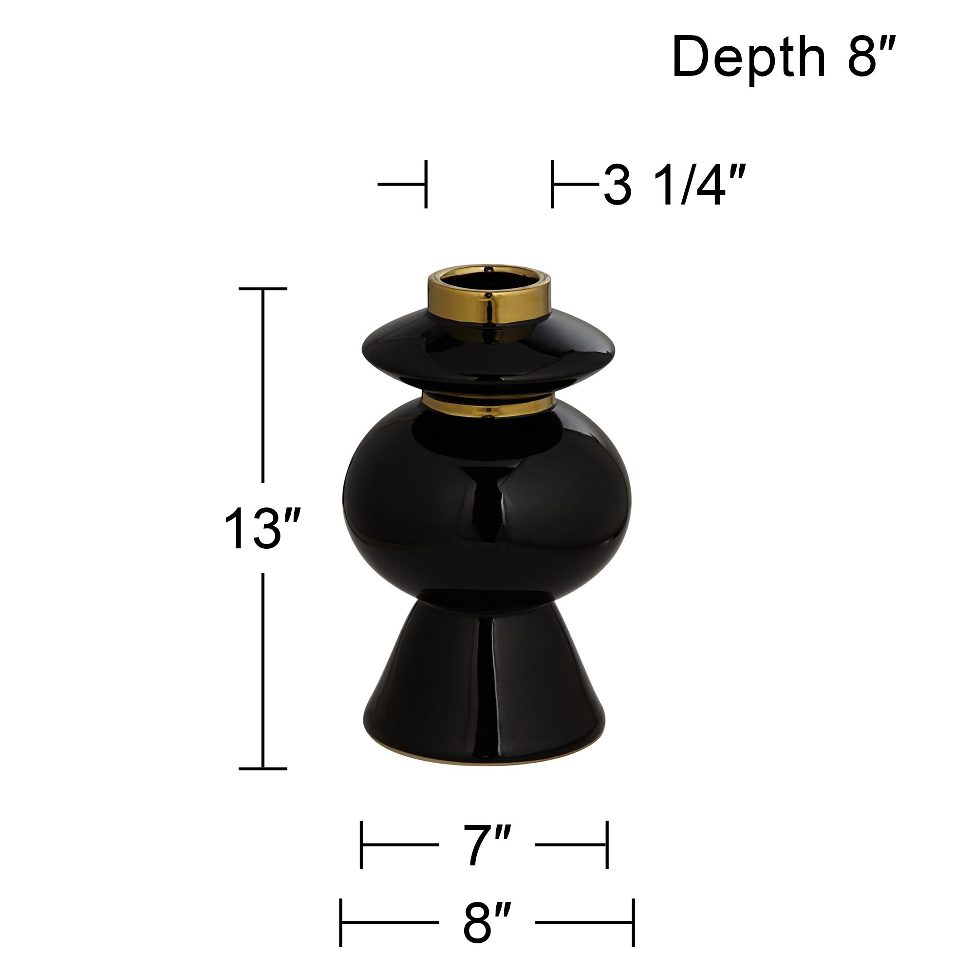 Kingfisher 13" High Shiny Black Ceramic Vase in scene