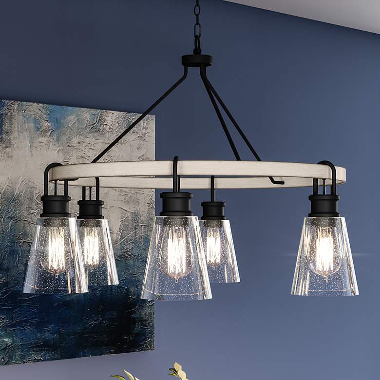 Image 1 Kingsbridge 28" Wide Earth Black 6-Light Ring Chandelier