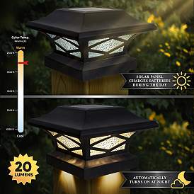 Image4 of Kingsbridge 4 1/4" High Black Dual Lighted LED Solar Post Cap more views