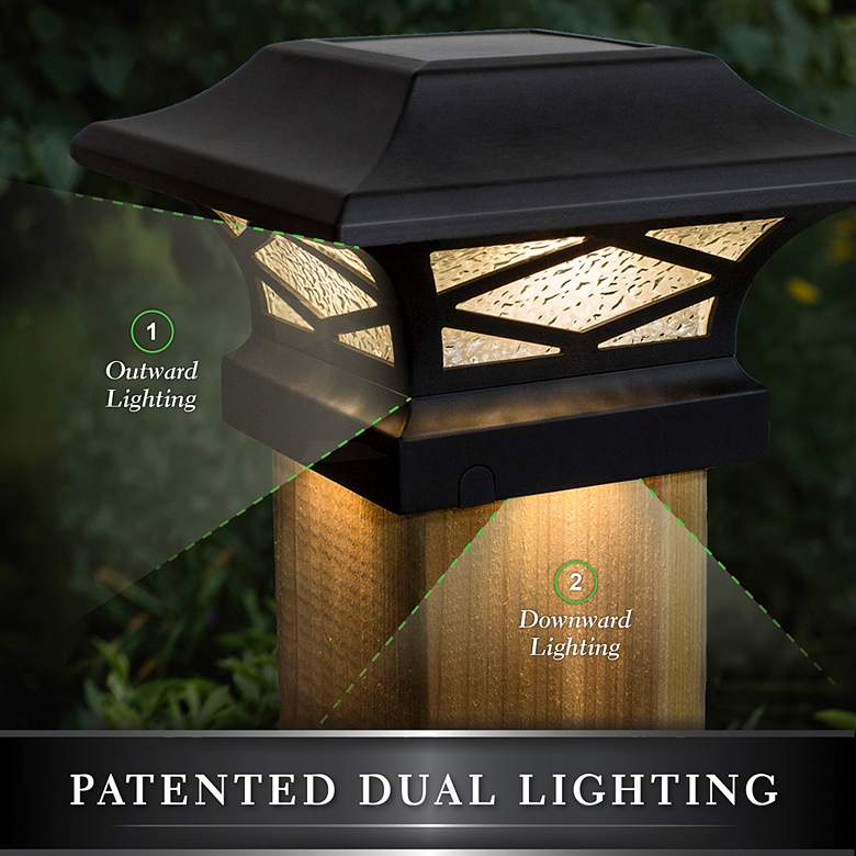 Image 7 Kingsbridge 4 1/4" High Black Dual Lighted LED Solar Post Cap more views