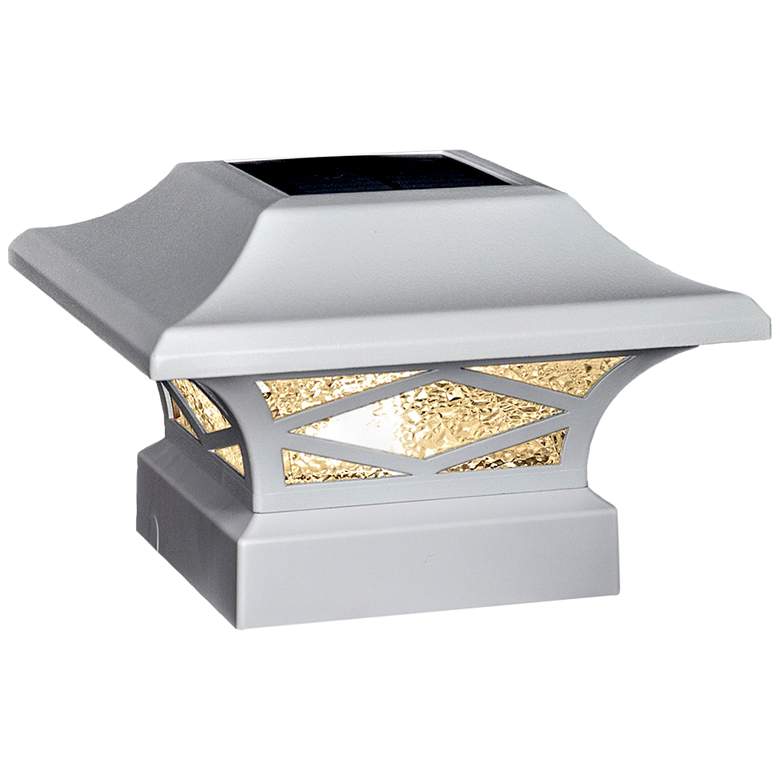 Image 1 Kingsbridge 4 1/4" High White Dual Lighted LED Solar Post Cap