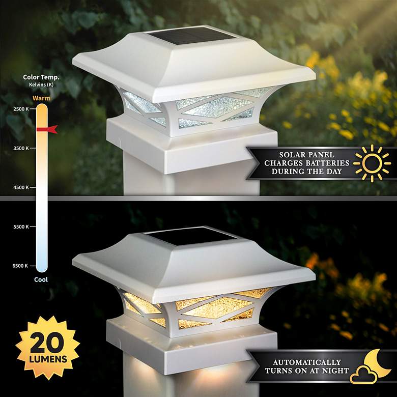 Image 4 Kingsbridge 4 1/4 inch High White Dual Lighted LED Solar Post Cap more views