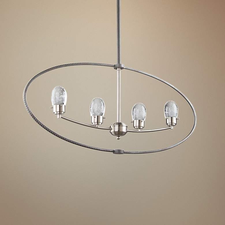 Image 1 Kingsford 36 inch Wide Slate and Brushed Nickel 4-LED Pendant