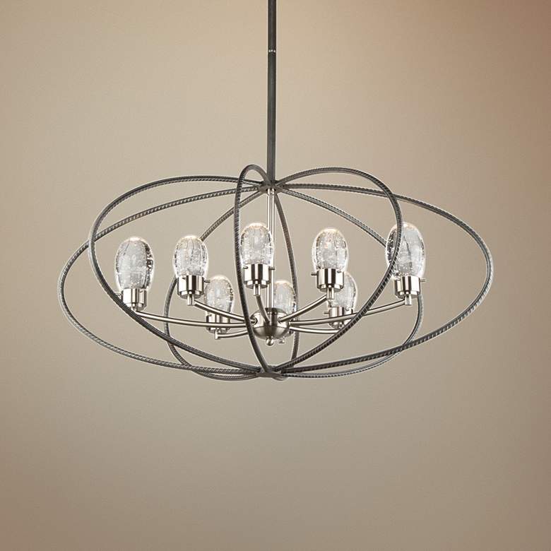 Image 1 Kingsford 36 inch Wide Slate and Brushed Nickel 8-LED Pendant