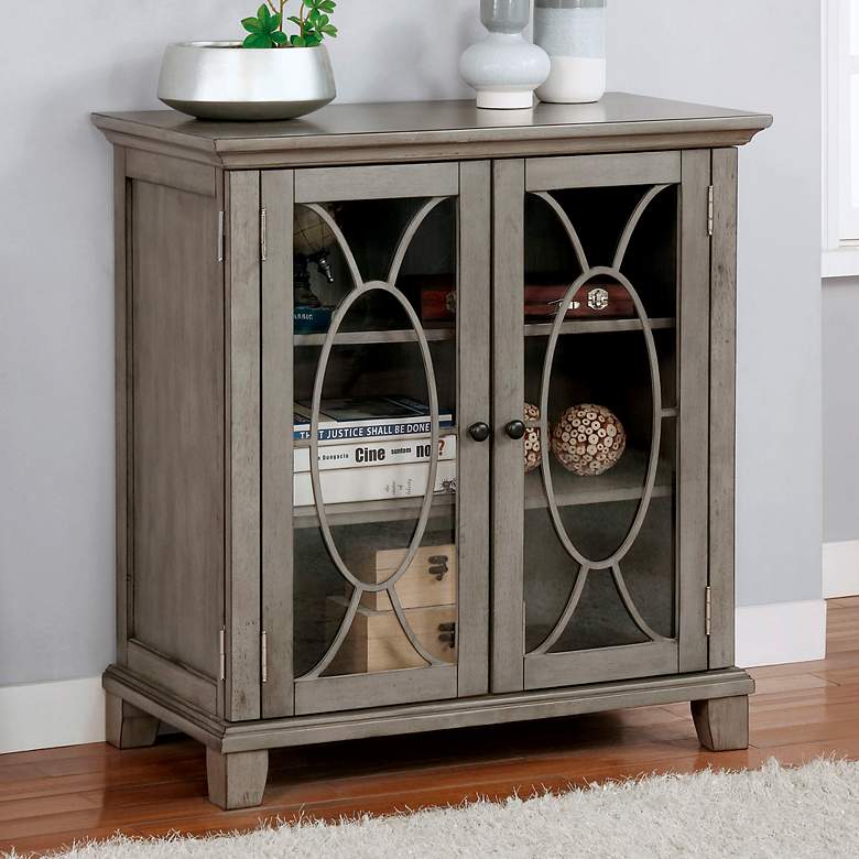 Image 1 Kingsland 31 1/2 inch Wide Gray Wood 3-Shelf Accent Chest