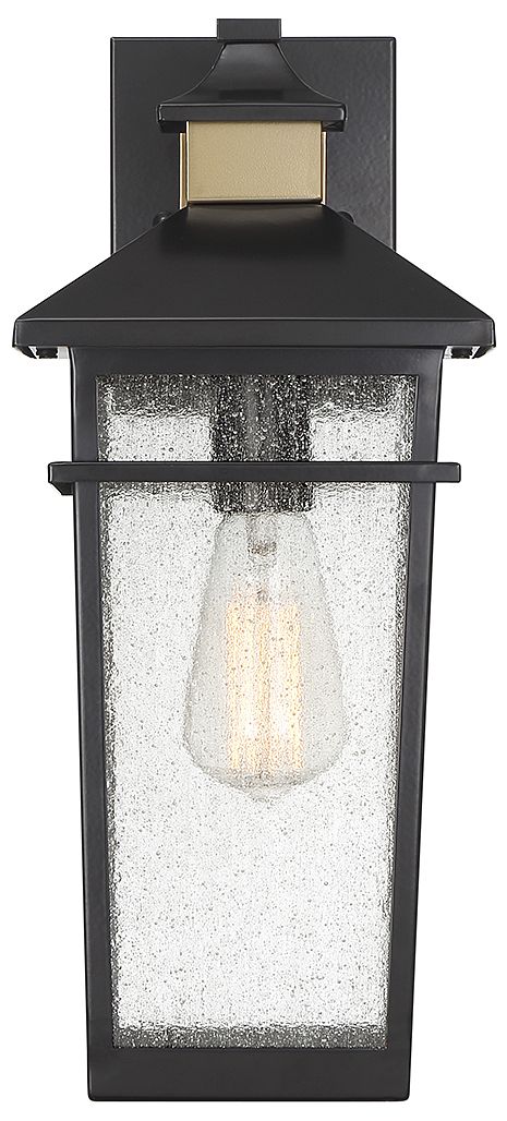Image 3 Kingsley 1-Light Outdoor Wall Lantern Matte Black with Warm Brass Accents more views