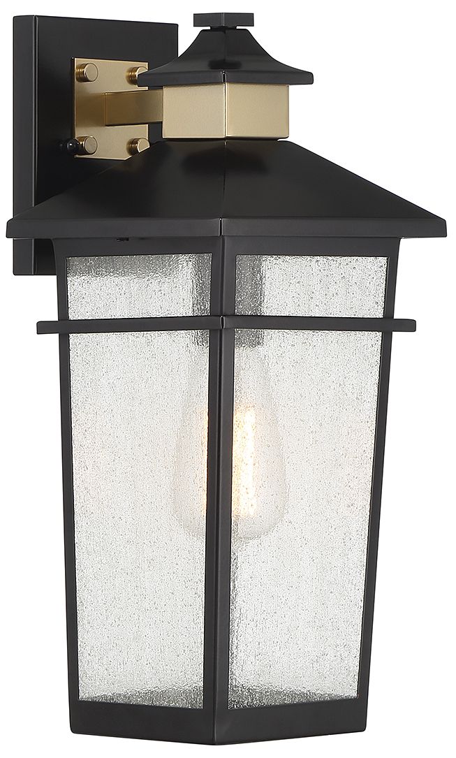 Image 4 Kingsley 1-Light Outdoor Wall Lantern Matte Black with Warm Brass Accents more views