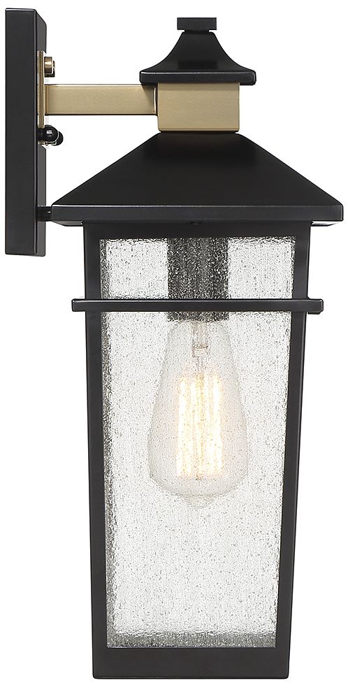 Image 5 Kingsley 1-Light Outdoor Wall Lantern Matte Black with Warm Brass Accents more views