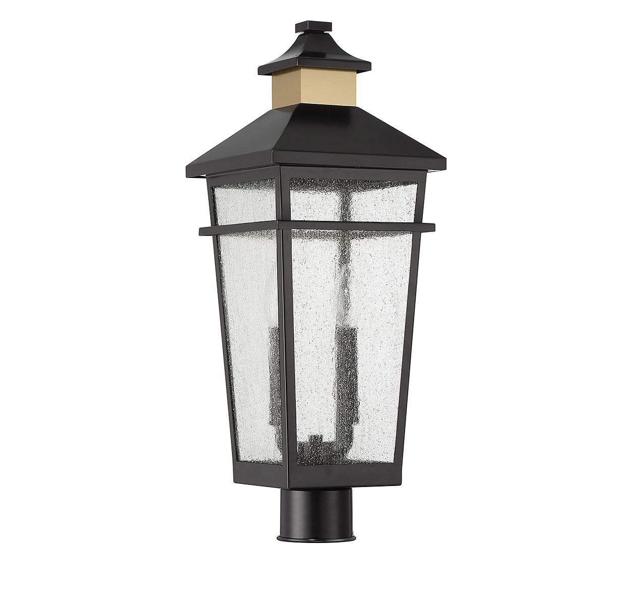 Image 2 Kingsley 2-Light Outdoor Post Lantern Matte Black with Warm Brass Accents more views