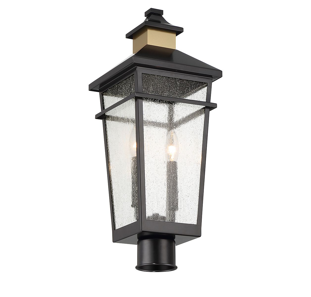 Image 3 Kingsley 2-Light Outdoor Post Lantern Matte Black with Warm Brass Accents more views