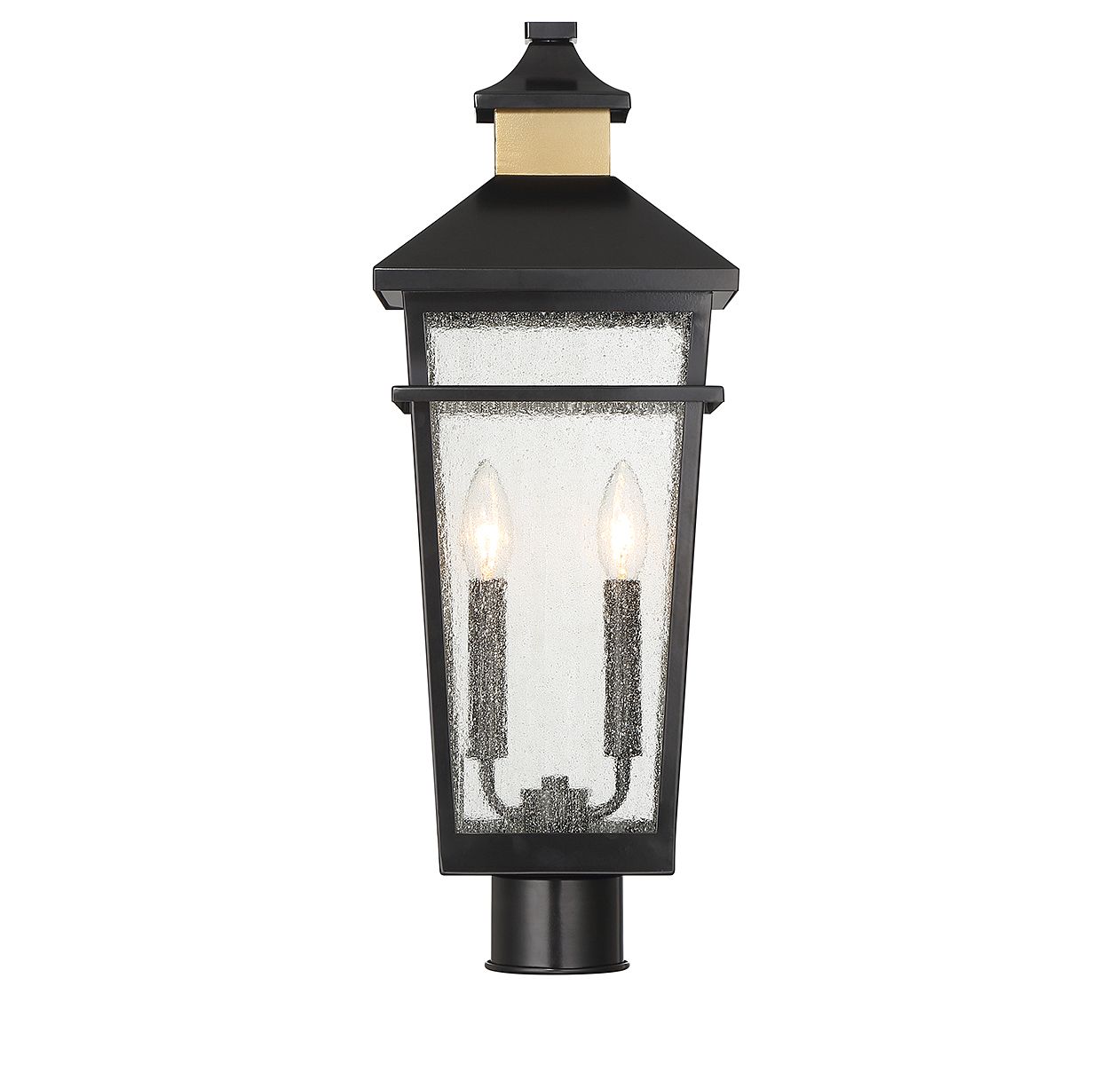 Image 4 Kingsley 2-Light Outdoor Post Lantern Matte Black with Warm Brass Accents more views