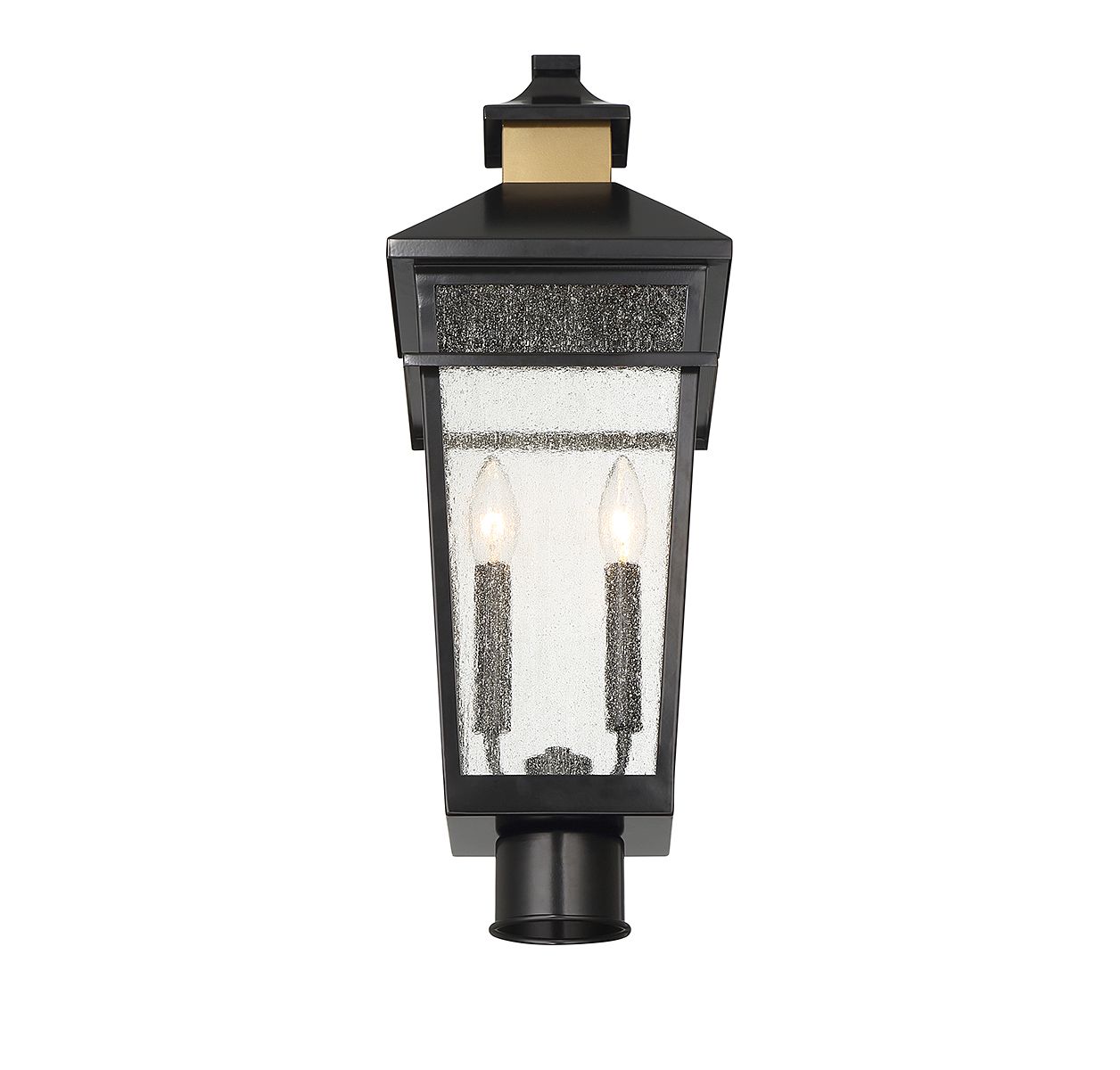 Image 5 Kingsley 2-Light Outdoor Post Lantern Matte Black with Warm Brass Accents more views
