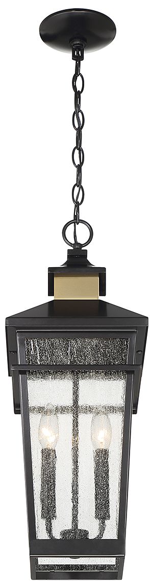 Image 5 Kingsley 2-Lt Outdoor Hanging Lantern Matte Black with Warm Brass Accents more views