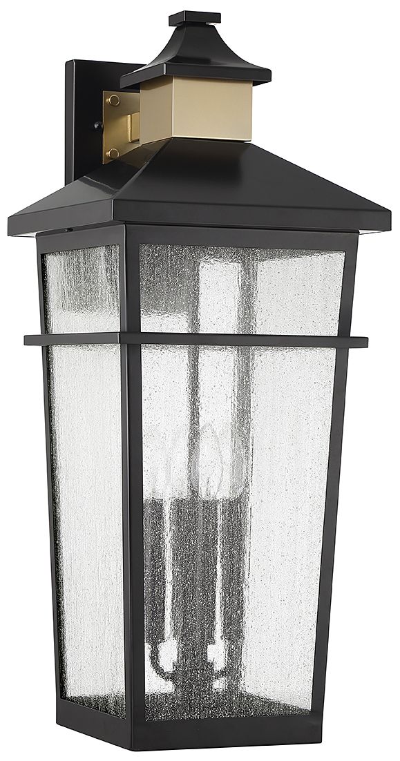 Image 2 Kingsley 4-Light Outdoor Wall Lantern Matte Black with Warm Brass Accents more views