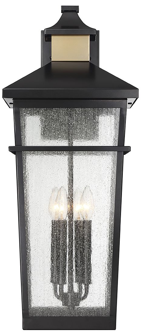 Image 3 Kingsley 4-Light Outdoor Wall Lantern Matte Black with Warm Brass Accents more views
