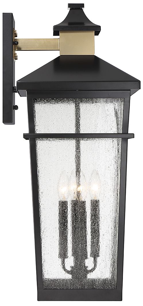 Image 5 Kingsley 4-Light Outdoor Wall Lantern Matte Black with Warm Brass Accents more views
