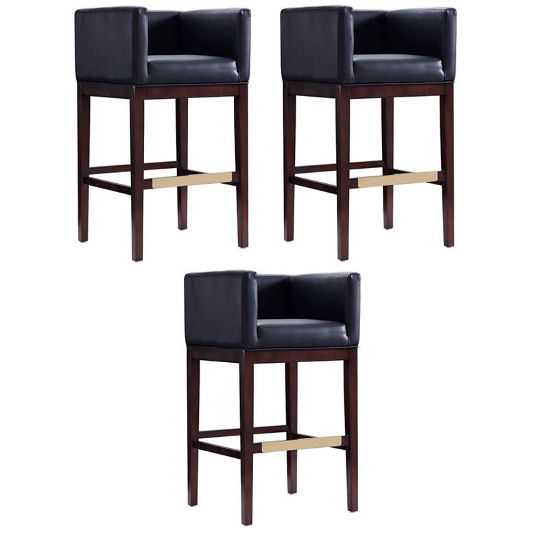 Image 1 Kingsley Barstool in Black and Dark Walnut (Set of 3)