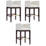 Kingsley Barstool in Ivory and Dark Walnut (Set of 3)