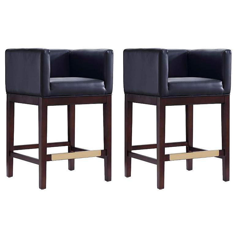 Image 1 Kingsley Counter Stool in Black and Dark Walnut (Set of 2)