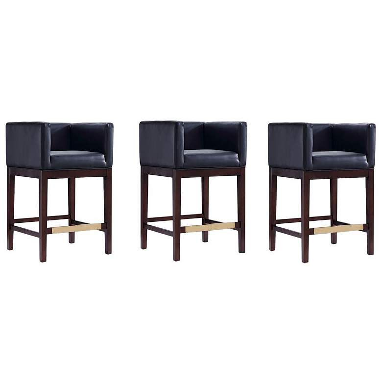 Image 1 Kingsley Counter Stool in Black and Dark Walnut (Set of 3)