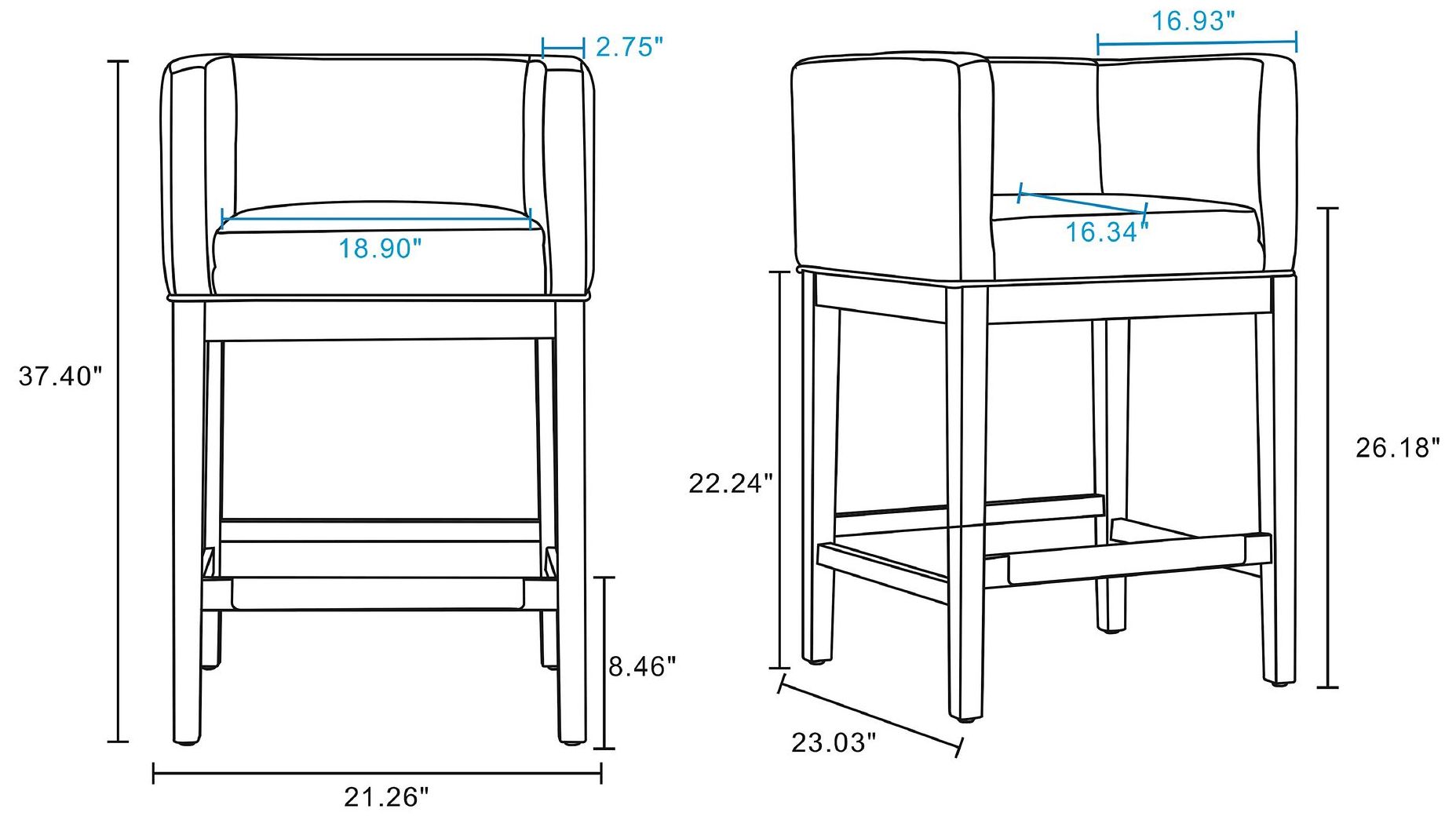 Image 3 Kingsley Counter Stool in Black and Dark Walnut (Set of 3) more views