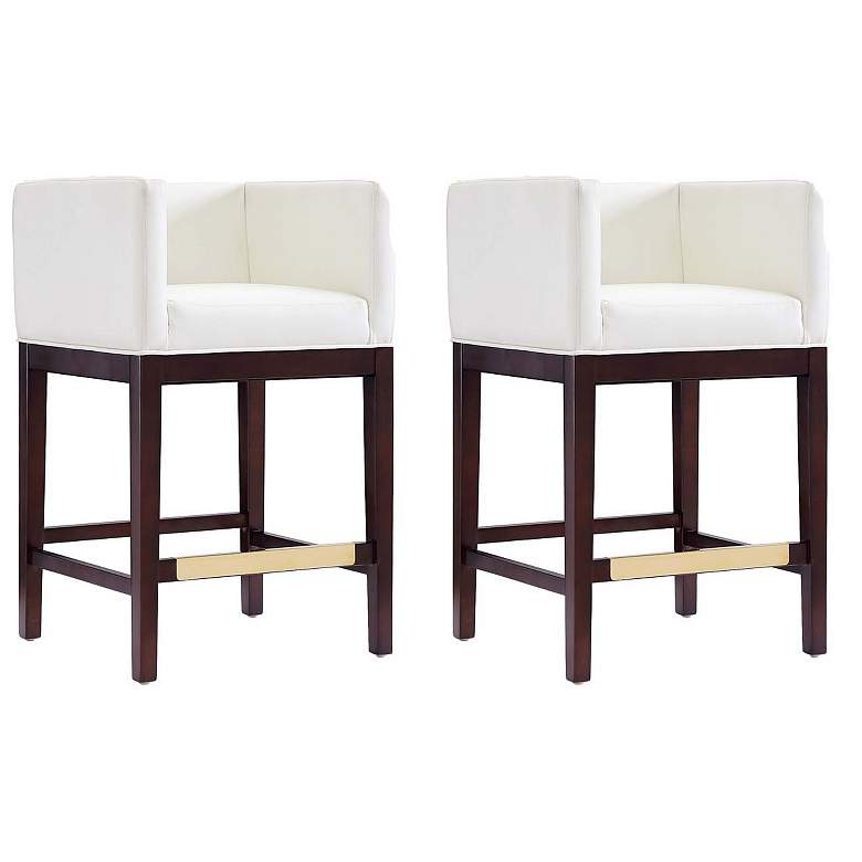 Image 1 Kingsley Counter Stool in Ivory and Dark Walnut (Set of 2)