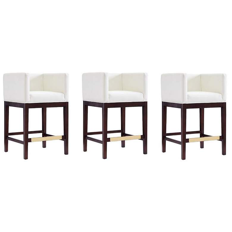 Image 1 Kingsley Counter Stool in Ivory and Dark Walnut (Set of 3)