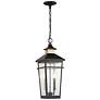 Kingsley Outdoor Hanging Lantern in Matte Black with Warm Brass Accents