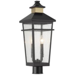 Kingsley Outdoor Post Lantern in Matte Black with Warm Brass Accents