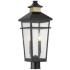 Kingsley Outdoor Post Lantern in Matte Black with Warm Brass Accents