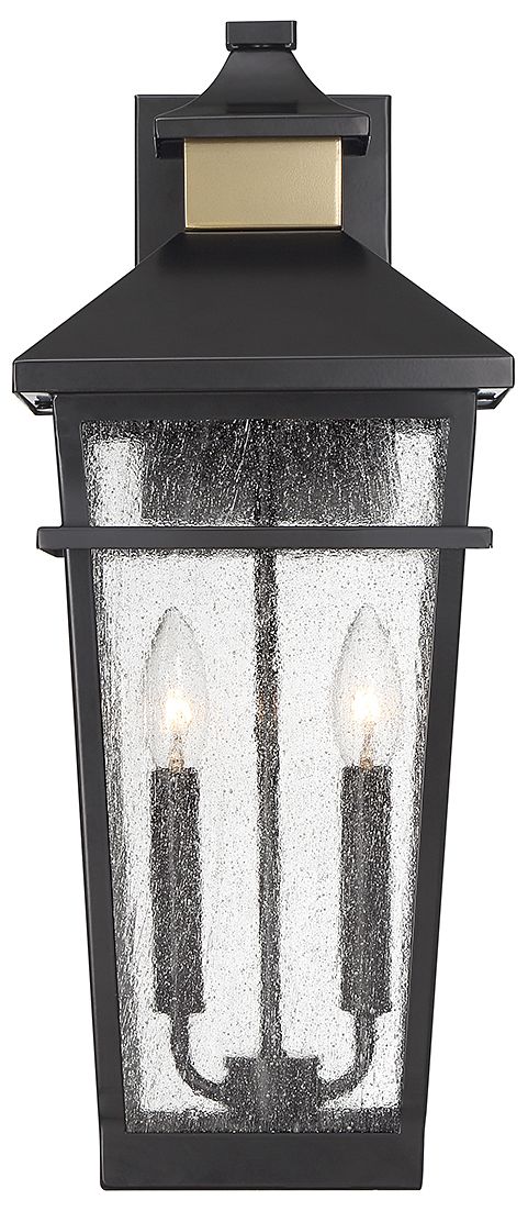 Image 3 Kingsley Outdoor Wall Lantern in Matte Black with Warm Brass Accents more views