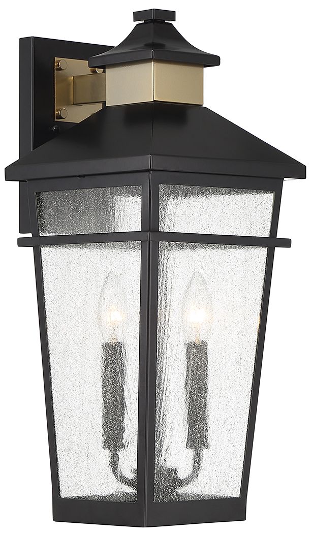 Image 4 Kingsley Outdoor Wall Lantern in Matte Black with Warm Brass Accents more views