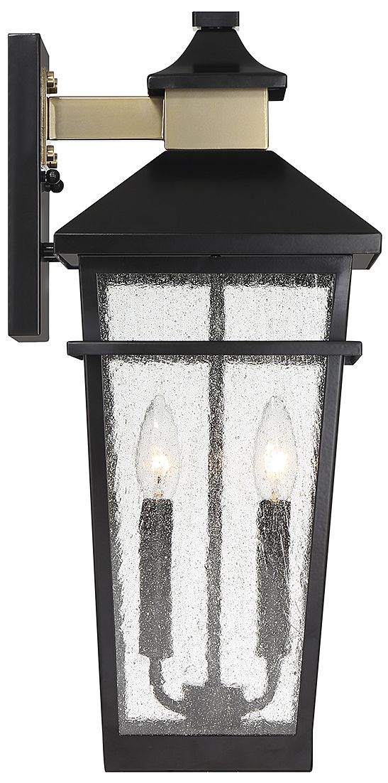 Image 5 Kingsley Outdoor Wall Lantern in Matte Black with Warm Brass Accents more views