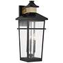Kingsley Outdoor Wall Lantern in Matte Black with Warm Brass Accents
