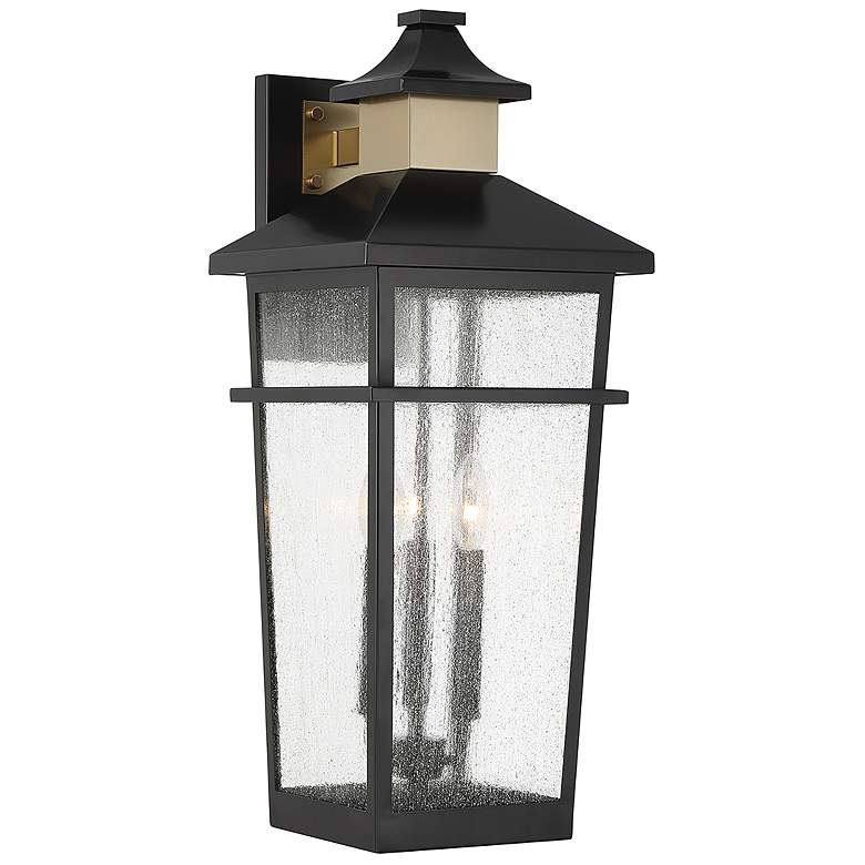Image 1 Kingsley Outdoor Wall Lantern in Matte Black with Warm Brass Accents