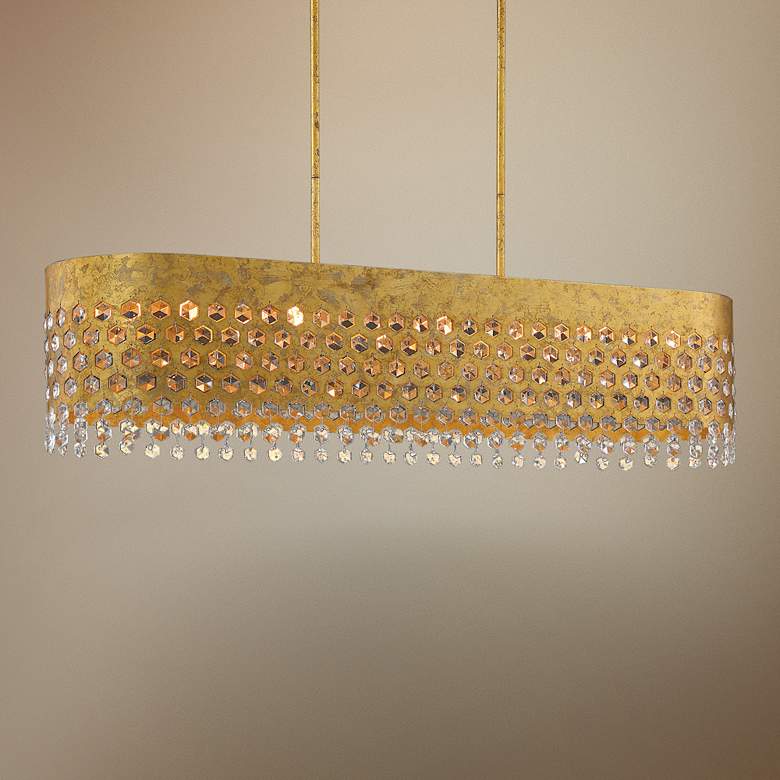 Image 1 Kingsmont 42"W Glitz Gold Leaf Kitchen Island Light Pendant
