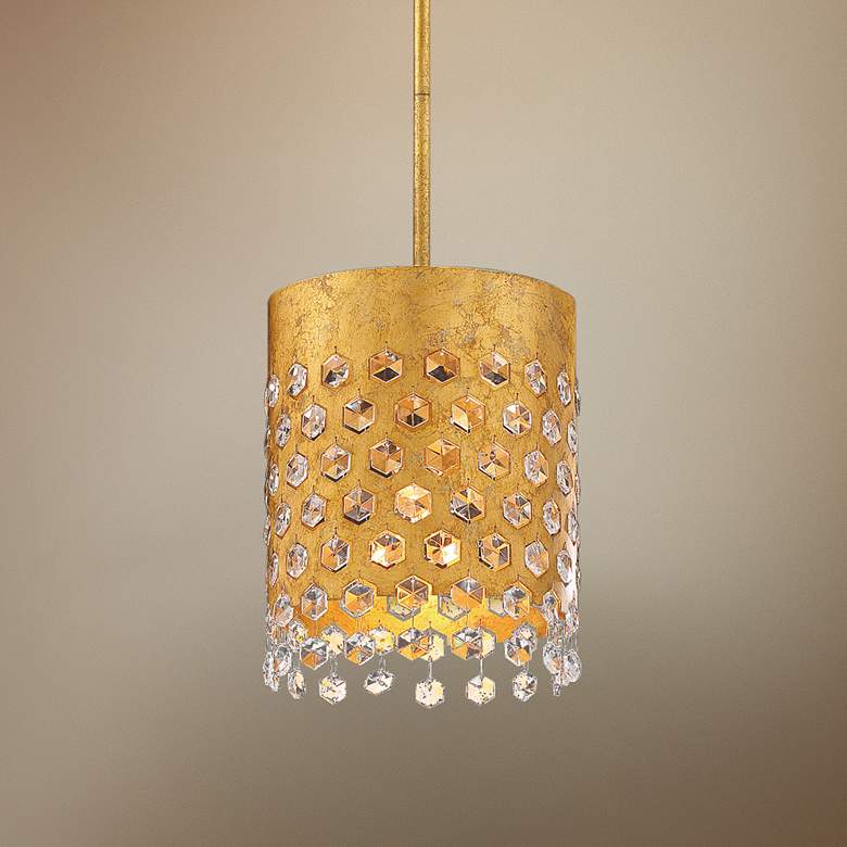 Image 1 Kingsmont 8 3/4"W Glitz Gold Leaf Foyer Mini Pendant Light